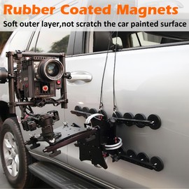 MUTUACTOR 4Pack Strong Neodymium Rubber Coated Magnets with M6 Threaded Studs,24lbs Anti-Slip Magnetic Mount Heavy Duty Rare Earth Magnets with Bolt for Lights Cameras Vans and Other Devices