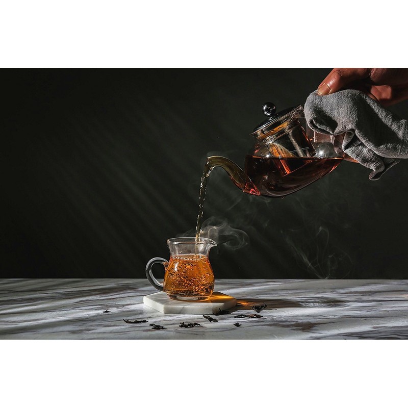 Hiware Glass Teapot with Stainless Steel Infuser & Lid, Borosilicate