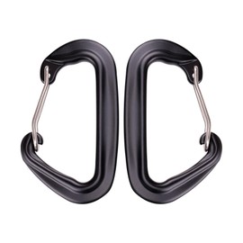 Pack of 2 Carabiner Clips, Heavy Duty 12KN (1200 kg) Load Capacity, Black Carabiner Hooks for Hammocks Hiking Camping Fishing，Secure Durable Clips