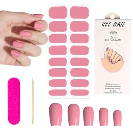 SUNNIFLY Nagelfolie UV Härtend, 16 Stück UV Gelfolien, Nagelfolie Selbstklebend mit Reibestreifen und Nagelentferner, für Nageldekoration, DIY (rosa)