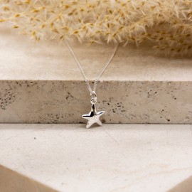 Tuscany Silver Plain Star Pendant on Curb Chain 41cm/16"