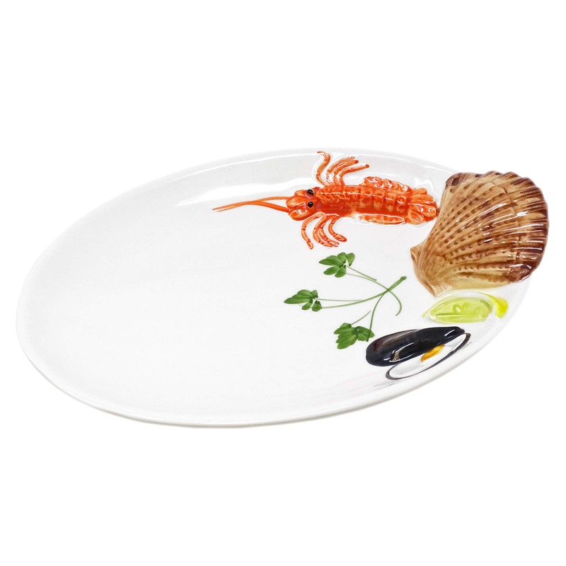 Lashuma Handmade oval serving plate made of Italian ceramic in