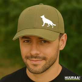 Huuraa Cappy Hat German Shepherd Silhouette Gift German Shepherd Gift Idea, Olive/Beige, Unit size