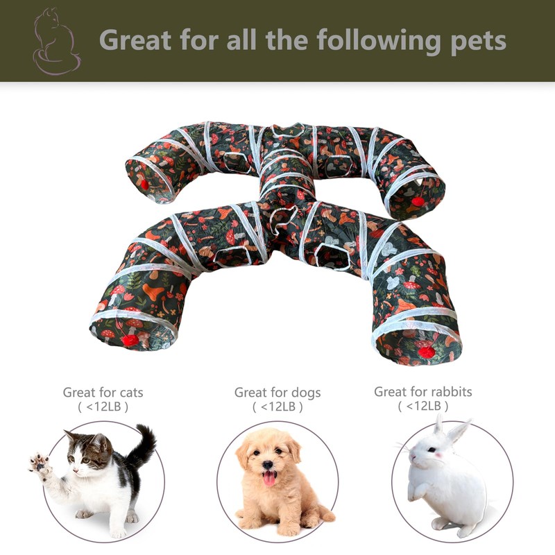 Foldable H-Shaped Cat Tunnel Toy with Interactive Playing Balls -