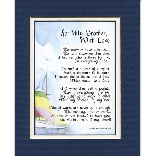 For My Brother With Love. #65, A Gift Present Poem For A Brother. 30th 40th 50th 60th Birthday Gift.
