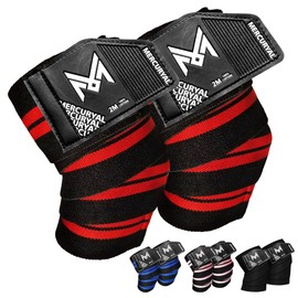MERCURYAL Knee Brace for Gymnastics, Powerlifting, Weightlifting, Elastic 2M Knee Brace for Weightlifting, Knee Brace, Support for Muscles, Squat, Training, Sports, Fitness