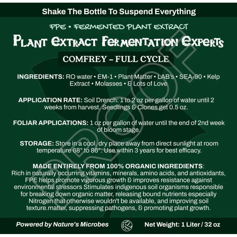WheyWorks Comfrey Fermented Plant Extract - 100% Organic Soil Drench