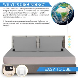 HUNAIGEE Conductive Grounding Bed Sheets Grounding Sheets 91x254cm Grounding Mat for Bed With Uk Plug Earthing Sheet With 5% Silver Fiber & 95% Organic Cotton Better Sleep Gray