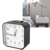 Small Clock Black Alarm Silent Minimalistic Design Snooze with Backlight
