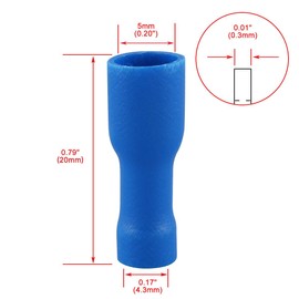 Quick Coupling Socket Vinyl Fully Insulated, 6.3 x 0.8 mm Cable Lug, Red for 0.5-1.5 mm² (22-16 AWG), Blue for 1.5-2.5 mm² (16-14 AWG), Pack of 120