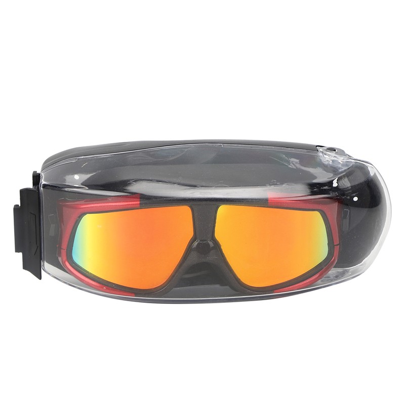 Adult Large Frame Waterproof Antifog Swimming Goggles Electroplate Plain Glass