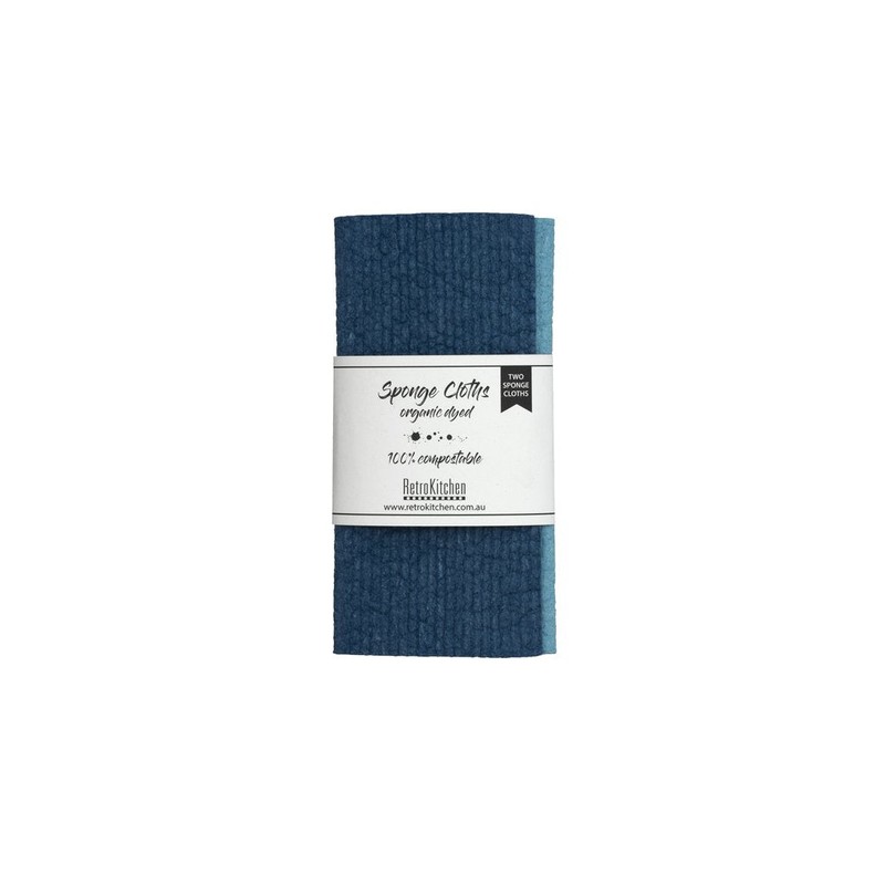 Retrokitchen - Compostable Organic Dyed Sponge Cloth Set - Marine