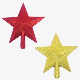 6 Inches Glittered Mini Star Christmas Tree Topper Star Treetop for Holiday Small Christmas Tree Ornaments, Gold and Red (2 Pack)