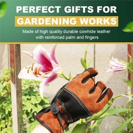 OLSON DEEPAK Leather Work Gloves for Men&Women, Thornproof Glove for Gardening, Tig/Mig Welding, Construction, Chainsaw, Farm, Cowhide, Cotton Lined, Utility, Firm Grip, Durable (BROWN, XXL)