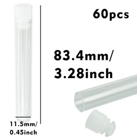 Plastic Test Tubes,Pack of 60 Plastic Sample Test Tubes Gift Tubes with Caps, 12 * 75mm, Transparent Plastic Test Tubes With Lids