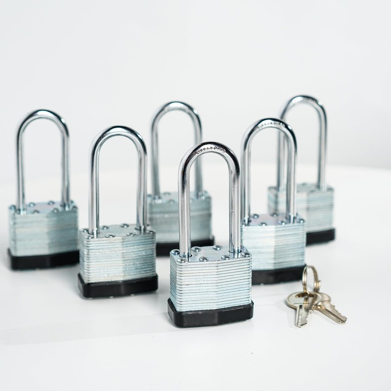 6 Keyed Alike Padlocks with 12 Keys, 40mm Heavy-Duty Padlocks