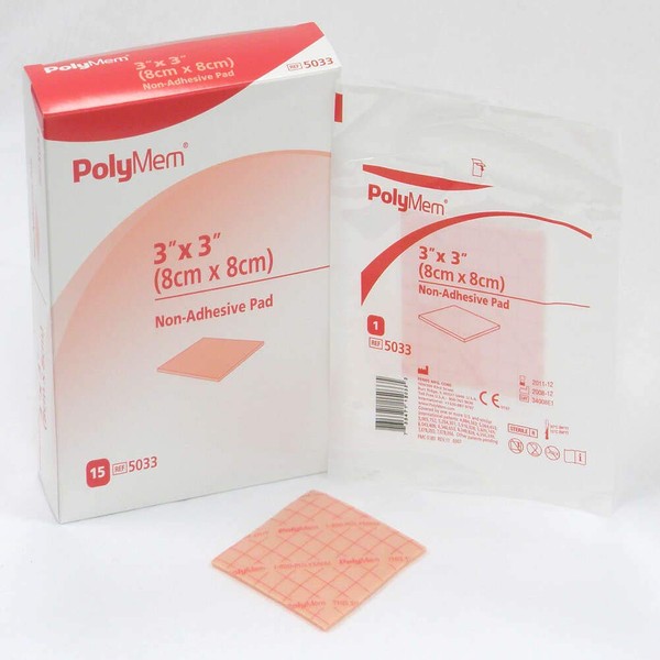 PolyMem Non-Adhesive Wound Dressing, Sterile, Foam, 3' X 3' Pad, 5033 (Box of 15)