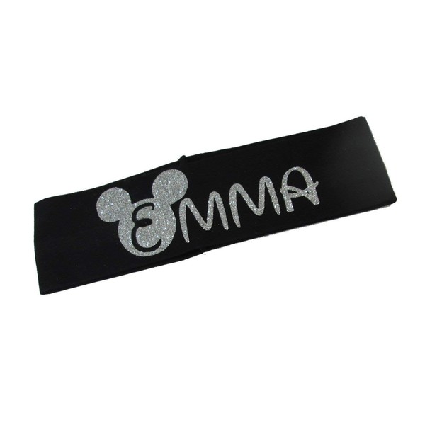 Customizable Headband with Mickey Mouse Ears Glitter Girls Name