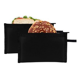 Reusable 2 Pack Small Insulated Snack Bags Lunch Food Storage Packaging Bag for Men Women Adults Dishwasher Safe BPA Free Freezable Snack Bags (Black, S)