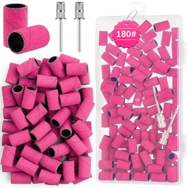 Difenni Sanding Bands for Nail Drill,Sanding Bands Nail Drill Bits 100Pcs Nail Sanding Bands Fine Grit #180 with 3/32” Nail Sanding Bit for Manicure & Pedicure