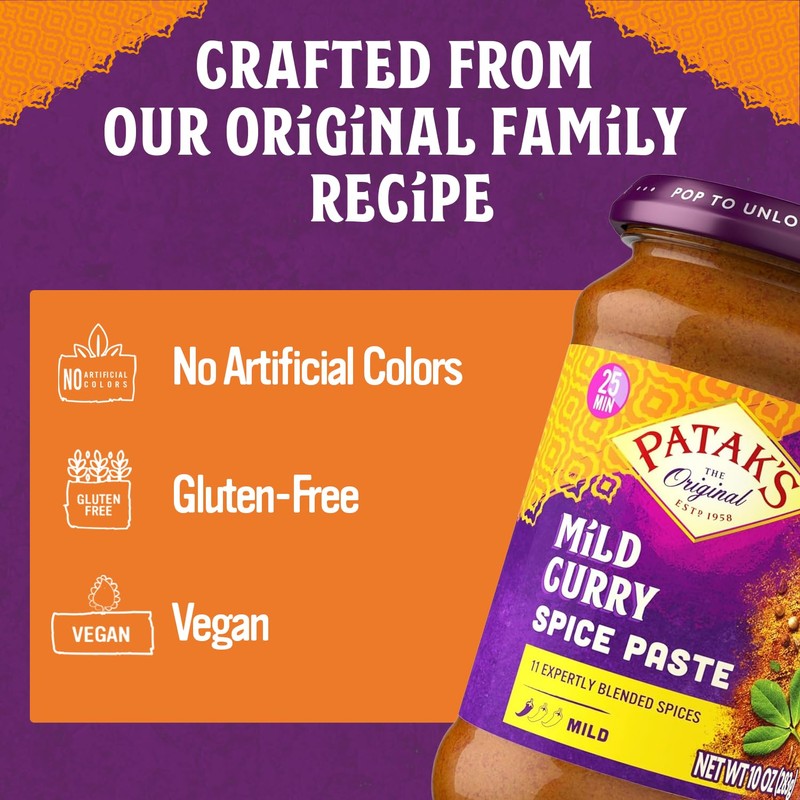 Patak’s Mild Curry Spice Paste - Mild Indian Cooking Paste