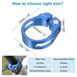 PATIKIL 34.9mm Cycles Bike Seat Post Clamp, Aluminum Alloy Seat Tube Clip Bike Quick Release Clamp for Mountain Bike Road Bike Gear Track Bike Folding Bike Blue