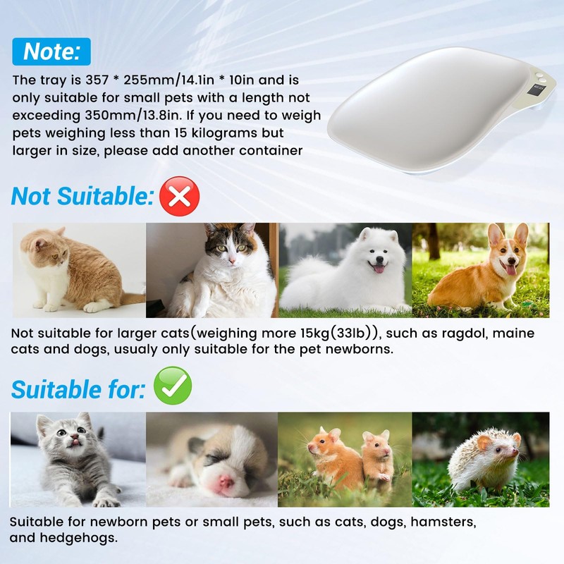 Small Digital Pet Scale for Dogs Cats, Max 33 lbs