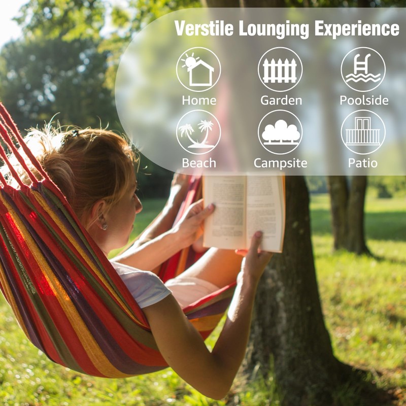 ANYOO Cotton Hammock Portable Camping Hammocks for Hanging Sturdy Garden