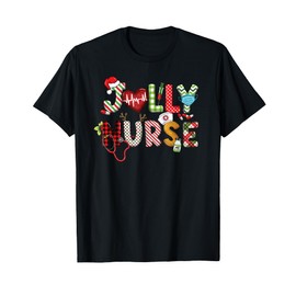 Jolly Nurse Heart Happy Nurse Christmas T-Shirt