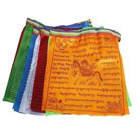 KRISMYA Tibetan Tranquil Prayer Flags-Pack of 100 (10In x 9In) Indoor Outdoor Satin Affirmation Windhorse Prayer Flags
