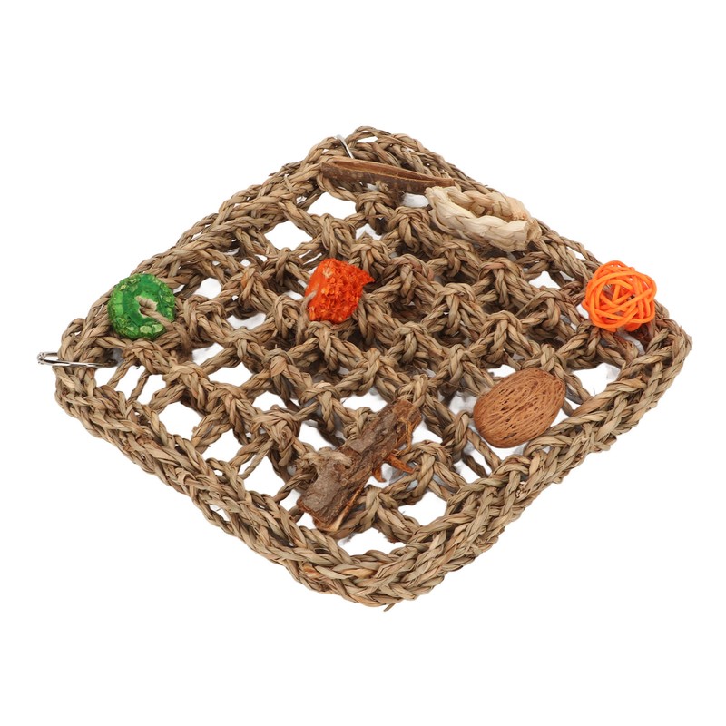 Bird Foraging Wall Toy Boredom Relief Seagrass Hand Woven Parrot