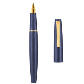 Jinhao 80 Brushed Carbon Fiber Fountain Pen Extra Fine Nib, Blue with Golden Clip Writing Pen