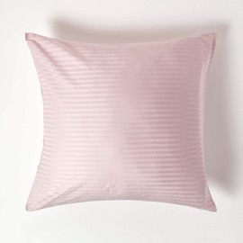 HOMESCAPES Dusky Pink Pure Egyptian Cotton Euro Size Pillowcase 80 x 80 cm 330 TC 500 Thread Count Percale Equivalent Satin Stripe Pillow Case with Zip