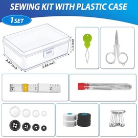 Paquete de 4 mini kits de costura de viaje a granel, pequeños kits de costura de emergencia al aire última intervensión, kit de costura militar con funda para operación de boda, caja de zapatos de