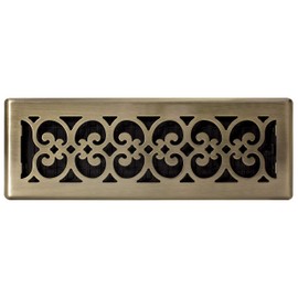 Decor Grates SPH414-A Scroll Design Floor Register, 4x14, Antique Brass Finish