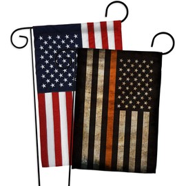 Angeleno Heritage Thin Orange Line Garden Flag Pack Armed Forces EMT Paramedic EMS Nurse Emergency Medical Technician Supoort Applique House Decoration Banner Small Yard Gift Double-Sided, Made In USA
