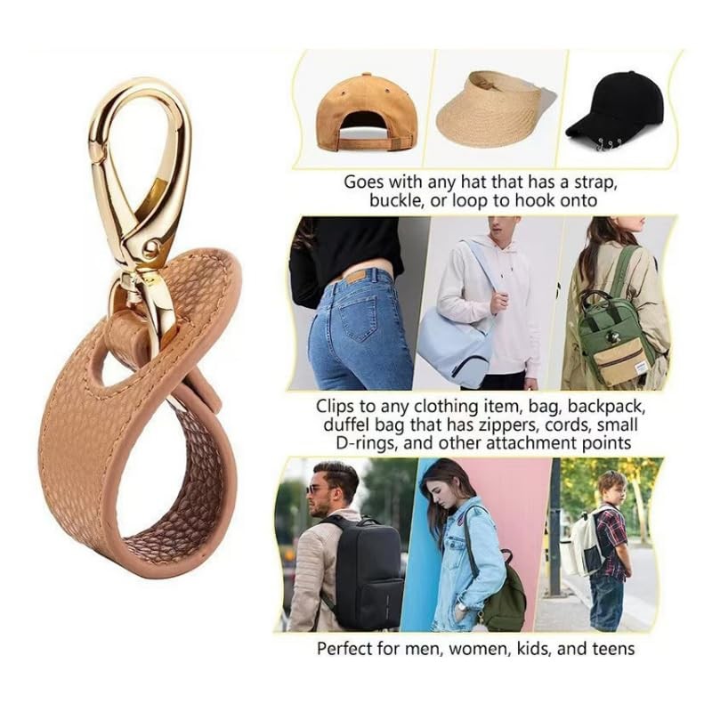 LAKYMIE 3Pcs Hat Clip PU Leather Hat Clips for Travel