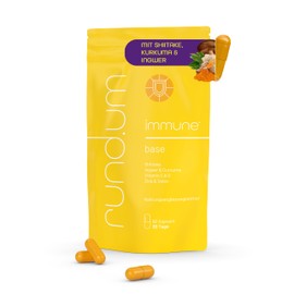 rund.um immune - 300mg per daily dose Shiitake vital mushroom - with ginger & turmeric - vitamin C, D & selenium for natural support of the immune system and defences - vegan - 60 capsules