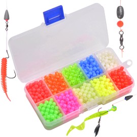Fishing Beads Assorted Kit,1000pcs 5mm Round Float Glow Beads Luminous Plastic Glow Fluorescent Fishing Tackle for Fishing Rigs Night Fishing