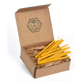 100% Pure Beeswax Taper Candles - Hanukkah, Birthday or Orthodox, All-Natural Handmade Dipped Smokeless Unscented 6" x 0.2" Pack of 24