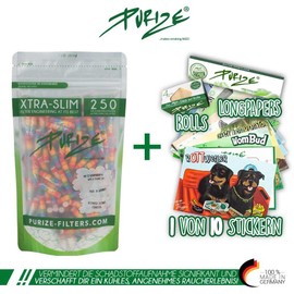 PURIZE® Bag | 250 XTRA Slim Size Activated Carbon Filters (Special Set) Rainbow