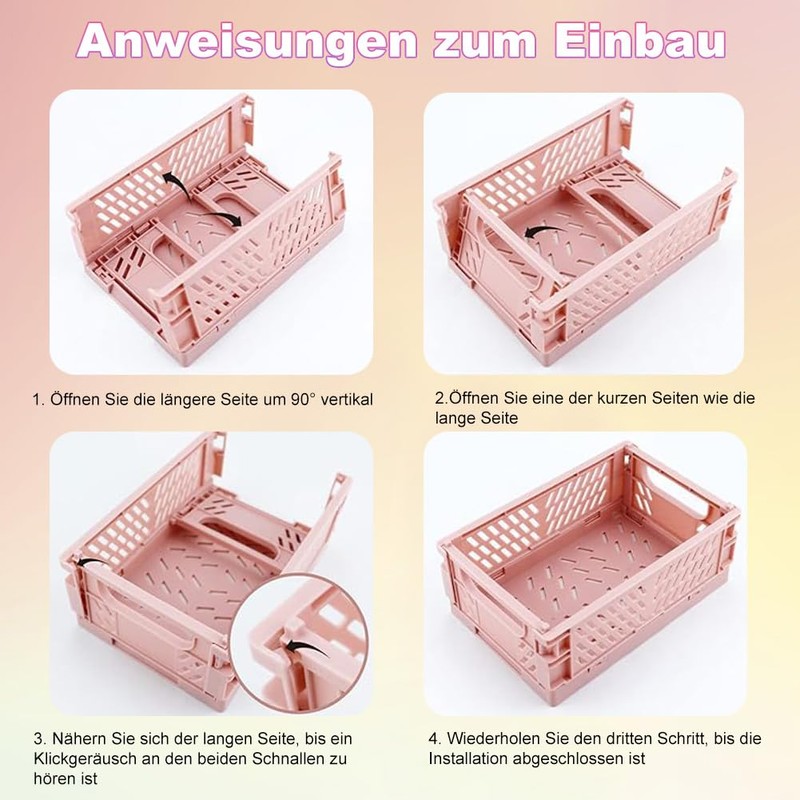 Folding Box, Pack of 4 Small Storage Baskets, Folding Box,