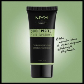 NYX PROFESSIONAL MAKEUP Green Studio Perfect Primer for Redness Acne Cruelty Free Makeup 1.01 Fl Oz