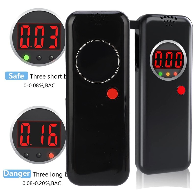 Breath Tester Digital Drunk Meter LCD Display with Audio Alarm