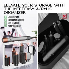 Storage Holder for Dyson Airwrap - Compatible with Dyson Hair Styler Accessories - 6 Holes Clear Acrylic Countertop Desktop Organizer Stand for Airwrap Wand Barrels Brushes Attachments
