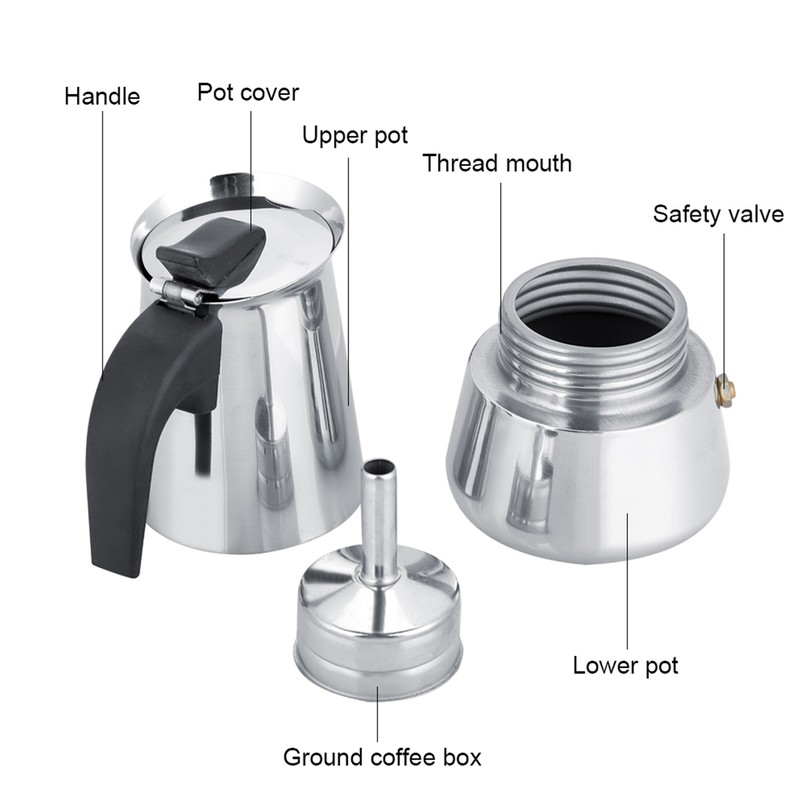 Portable Stainless Steel Coffee Pot Moka Espresso Maker Mocha Pot