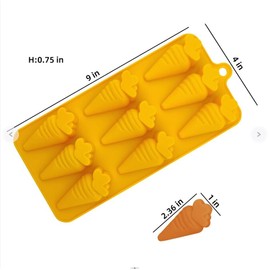 EDUEE Carrot Chocolate Molds 3pcs Easter Silicone Candy Molds Carrot Shape 2.36 inch For Ice Cube Resin Cupcake Decoration