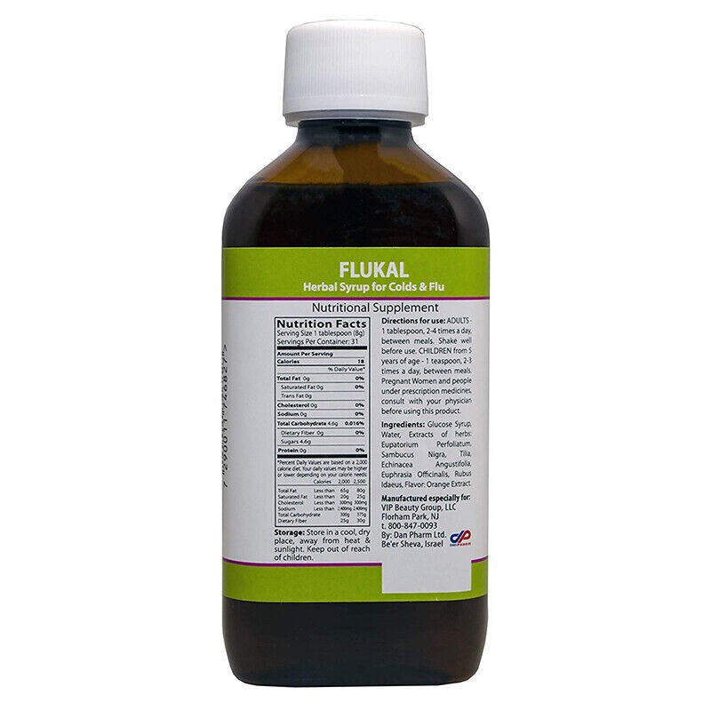 Israel Dr. Schavit FLUKAL Herbal Syrup for Colds & Flu