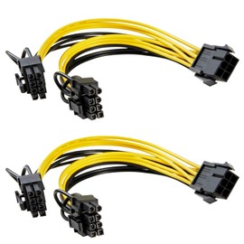 6 Pin to Dual 8 Pin PCIe Adapter Power Cables, 6 Pin to Dual PCIe 8 Pin (6+2) Graphics Card PCI Express Power Adapter GPU VGA Y-Splitter Extension Cords Mining Video Card Converter Cable (2Pack/20cm)