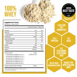 Schinoussa Probiotic Whey Protein Powder | Grass-Fed | Vanilla | 2 lb | Gut Health & Immune Support | 8 Probiotic Strains | Protein for Muscle Recovery & Digestive Health